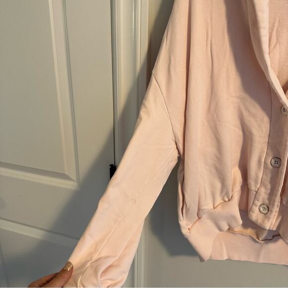 Xirena Light Pink Shawl Cotton Soft Cardigan Sweater Sweatshirt Small - Picture 12 of 14